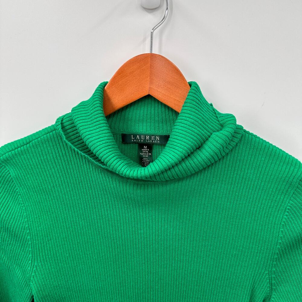 LAUREN RALPH LAUREN Green Knit Turtleneck Sweater // M - Picture 2 of 7